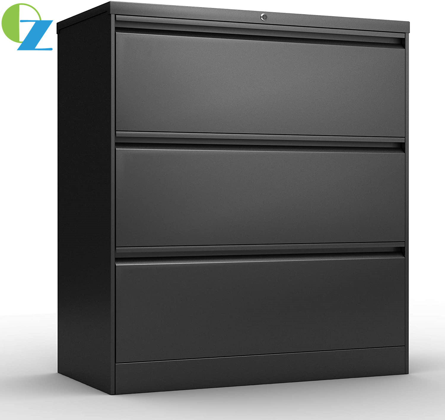 KD Metal 3 Layer Lateral Filing Cabinet Office Storage Cupboard