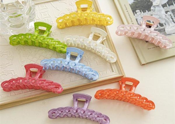 Candy colored water ripple link shape chain clip super Fairy Sweet hair clip
