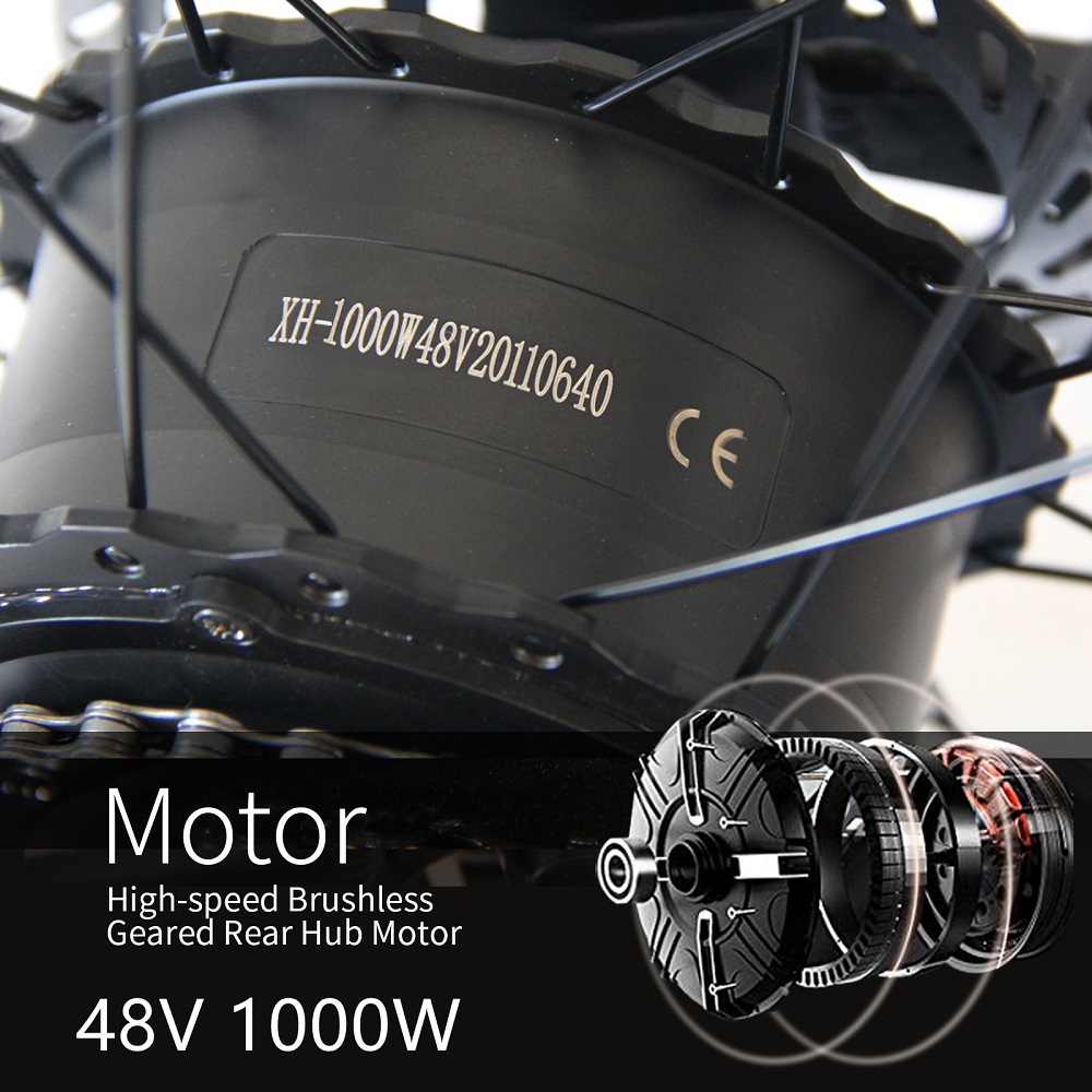 EU Quality 26x4.0 inch Fat Tire Folding E-Bike 1000W Motor 13AH Lithium Battery 21-Speed Electric Bike Drop Shipping Available