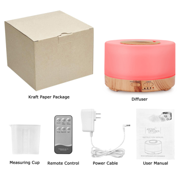 500ml Large Capacity Wood Grain Aromatherapy Essential Oil Diffuser Aroma Humidifier Scent Dispenser With Remote Control