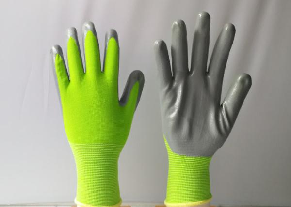 Grey Nitrile Coated Work Gloves Extended Service Life Comfortable In Dry