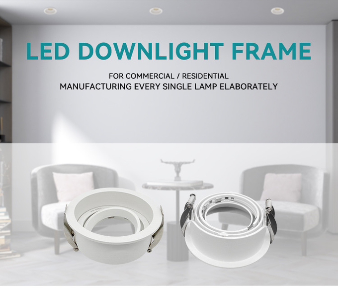 Commercial Recessed Spotlight Frame 75mm Cut-Out GU10/MR16 Aluminum Anti-Glare Design