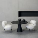 Fabric Leisure Chair White Fluff Black Frame New Leisure Chair