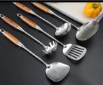 304 Stainless Steel Kitchen Utensil Set Spatula Pear Wood Cooking Spoon