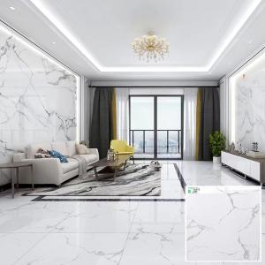 China Porcelain Floor Tile 600x600 Polished Glazed Surface Carrara White Marble Look Design on sale