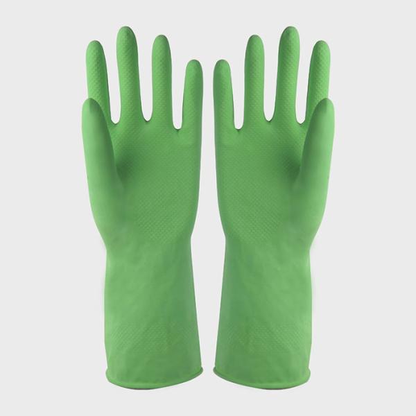 Cotton Flocklined Rubber Household Kittchen Rubber Gloves Anti-Oil Dishwashing