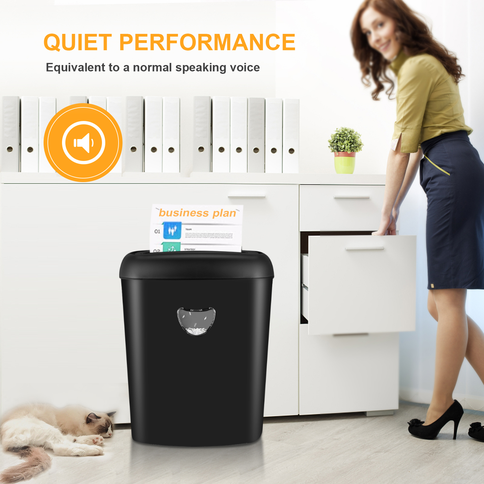 CD228P-12 ETL Certificated 25L Heavy Duty Office Paper Shredder With 68 DB Noise Level Cross Cut