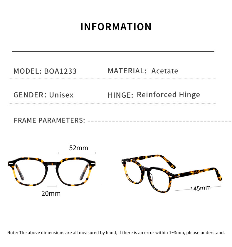 Unisex Acetate Optical Glasses Frame Ladies Men'S Ac Lens
