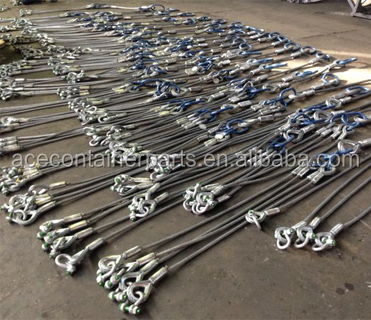 Lifting Eye Type Flat Eye DNV 2.7-1 Standard Stainless Steel Cable Wire Rope Sling 4 or 5 Legs for Offshore Container Orange