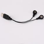 Electrode Snaps Plug To USB 2.0 A Male Medical Cables 2 Lead ECG Cable For