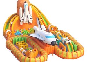 Wholesale Orange Space Shuttle Inflatable Obstacle Course Sports Games 30m Long Interactive from china suppliers