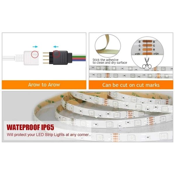 Waterproof Bluetooth RGB LED Tape Strip WIFI Smart Home