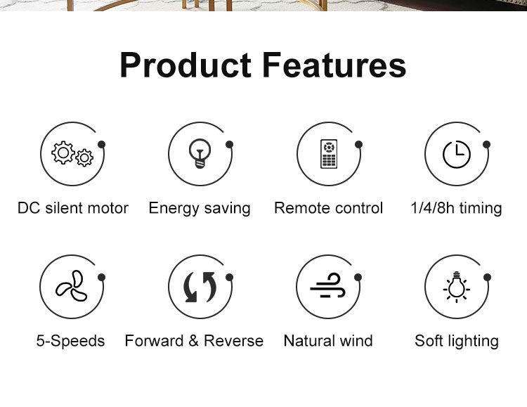 Foldable Blade LED Ceiling Fan 42 Inch Gold/OEM with LED Light and Blades