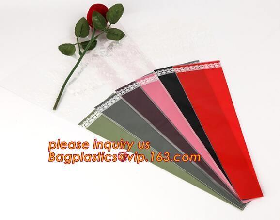 Paper box flower sleeve single rose flower wrapping sleeve,imprineted color high transparence clear flower sleeve PACK