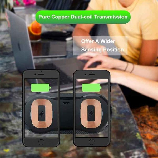 5W 7.5W 10W OVP OCP Dual Wireless Charging Pad Portable 2 In 1