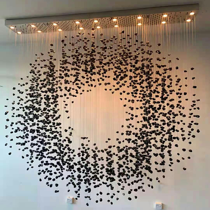 Luxury Stone Crystal Chandelier Large Modern Staircase Led Lighting(WH-NC-92)