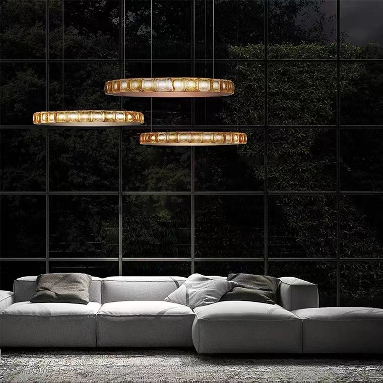 Decorative Lamp Led Chandelier Round Ring Lighting Large Modern Crystal Chandelier