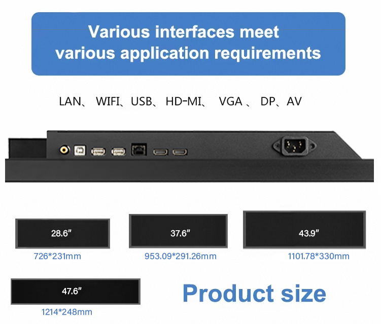 28.6" Stretched Bar LCD Display Screen Android Shelf Edge Advertising BOE Display Panel