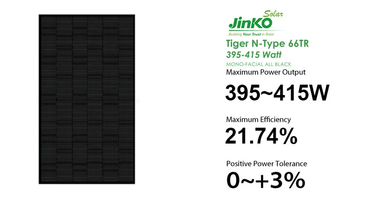 400W 405W Jinko Panel Solar 400wp 410W 415W Black Solar Pv Panels New Tech Roof Solar Panel