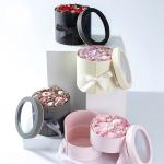 Customized Logo Rose Flower Packaging 2 Layer Round Flower Box Cardboard Paper