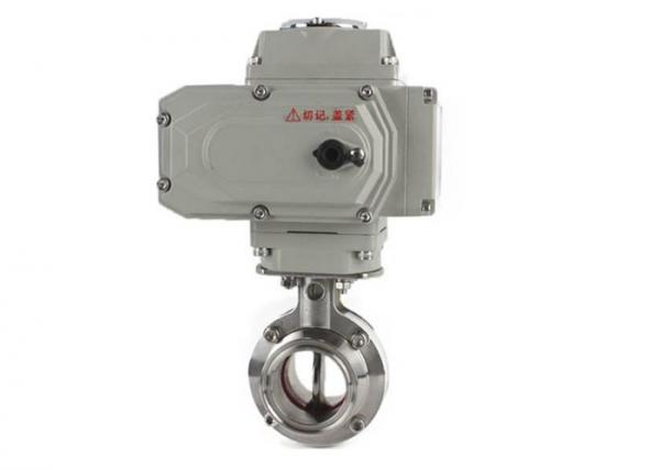 DC 1-5V T304 T316L Stainless Steel Sanitary Valves - Sanitary Electric Actuated Butterfly Valve