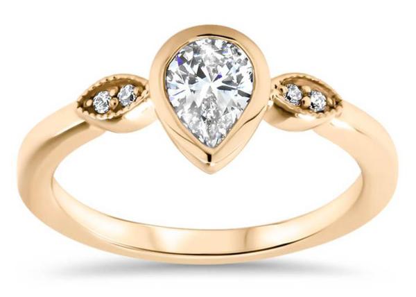 0.77carat 10k Gold Moissanite Ring , Gold Solitaire Engagement Ring 5×7mm