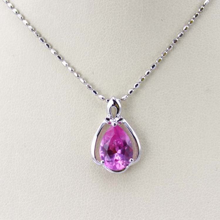 Women Jewelry 18K Rose Gold Plated 925 Silver 8mmx10mm Pear Pink Cubic Zircon Pendant(PSJ0421)