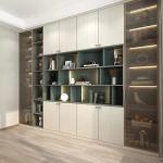 Plywood Hardwood Glass Showcase Cabinet Display For Living Room Bookcase