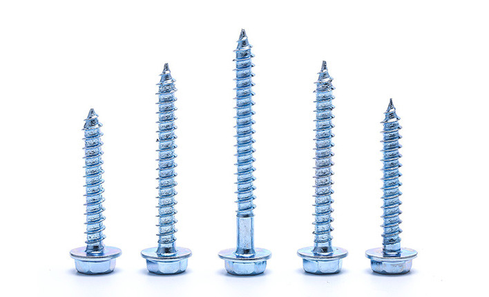 Blue Zinc Plated Drive Hexagon Flanged Head Metal Tapping Screws Pointed Screws