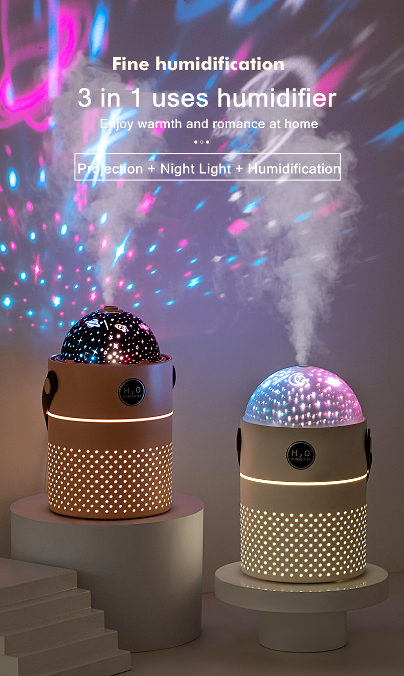 HOMEFISH Rechargeable Battery Essential Oil Diffusers 550ml Projection Air Humidifier