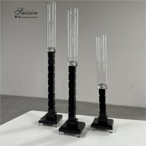 Wholesale ZT-051 Metal Glass Candlestick Holder 3 pcs Set Tall Table Centerpiece Wedding Decor Supplies Crystal Candle Holder from china suppliers