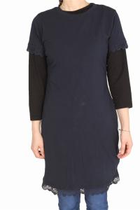 Wholesale Stockpapa Navy Ladies Dress Clothing Navy Short Sleeve Dress With Lace Motifs from china suppliers