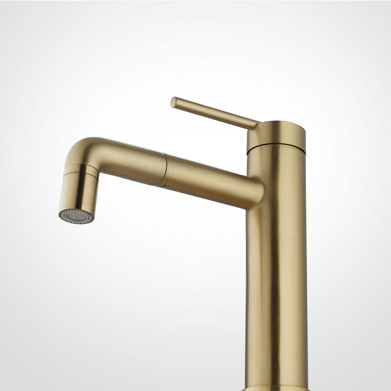 Gold Brass Single Handle Bathroom Vanity Faucet 209mm Height