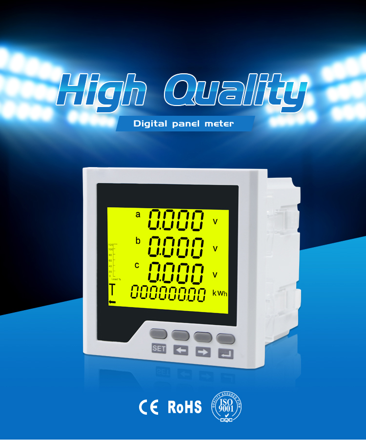 Three Phase LCD display Multifunction Power Meter with RS485 Communication Port