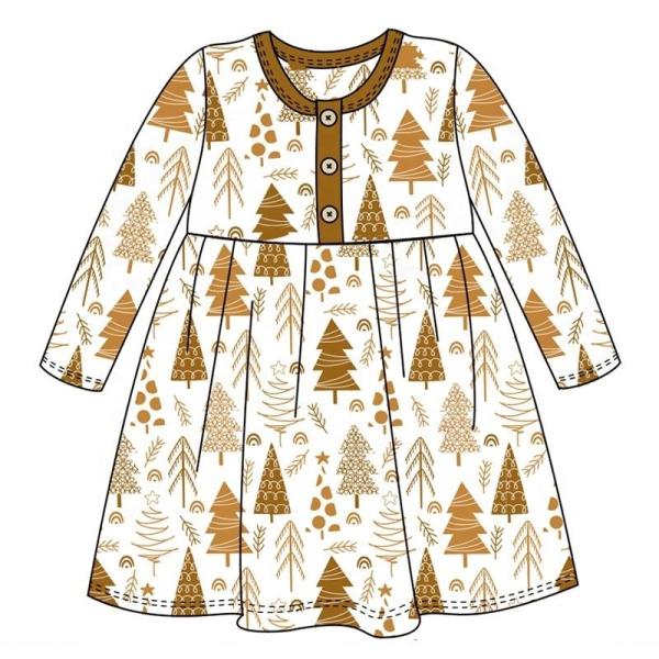 Baby infant bodysuit romper christmas tree print baby girls clothes dress
