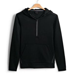 Wholesale Fashion Solid Color Kangaroo Pocket Pullover , Cotton 3 4 Zip Hooded Sweatshirt from china suppliers