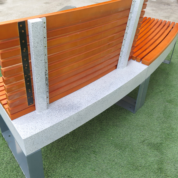 Garden Wooden Stone Bench set with Backrest Stone leg metal Wood Bench Wholesale stone Garden wood bench Wholesale