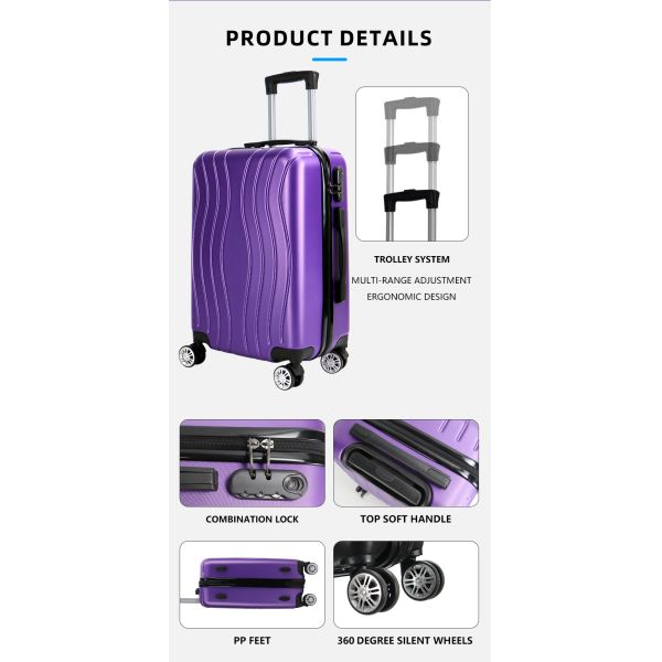Luggage Sets 3 Piece Lightweight Durable Hard Shell Suitcase Set With normal Lock Double Spinner Wheels