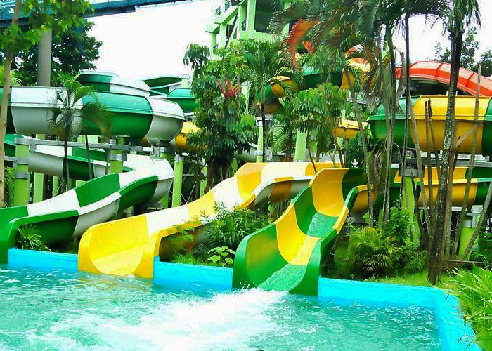 Outdoor Giant Water Slide Tantrum Valley Space Bowl Colorful FRP Slide