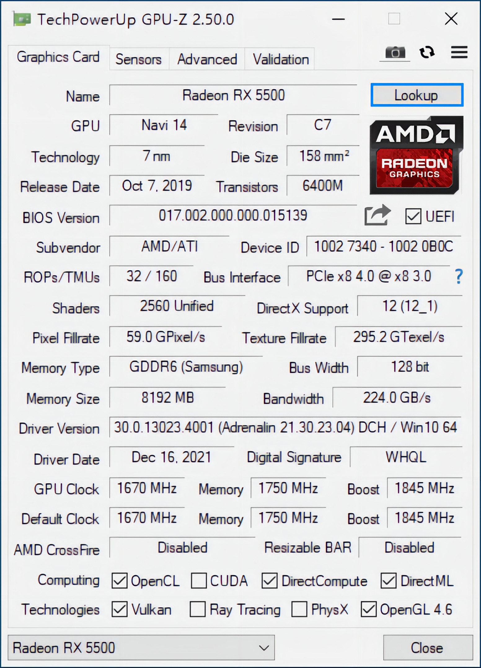 PCWINMAX Radeon RX 5500 Graphics Card 8GB DDR6 128 Bit Video Card