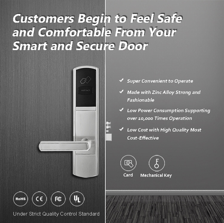 RFID Card Hotel Door Locks Big Data Capacity 200 IC Card Long Battery Life Span