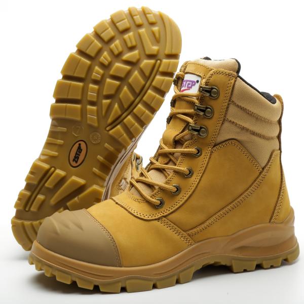 Steel Toe Construction Work Shoes High Cut Genuine Leather Shoes For Heavy Duty