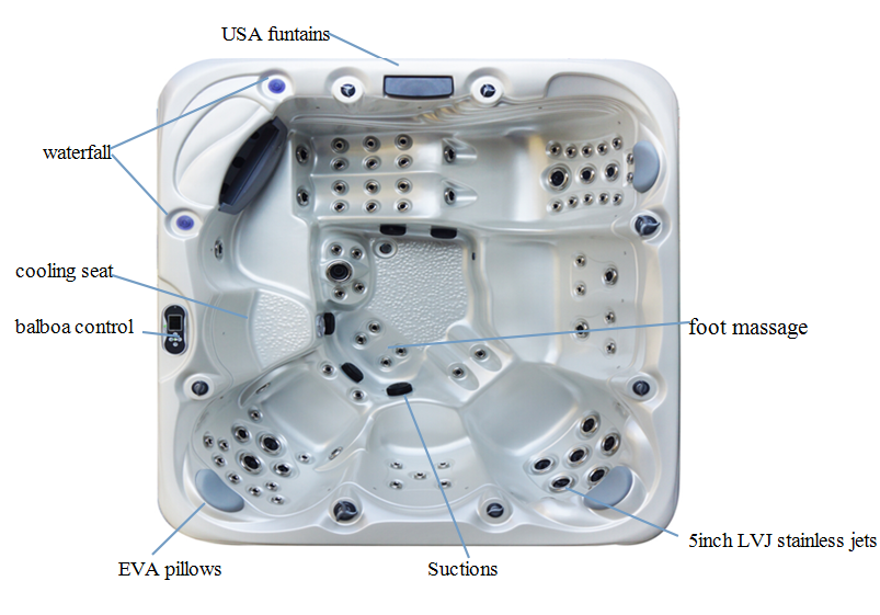 7 Person Outdoor Whirlpool Spa Hot Tub With Multi Colored Lighting And Cup Holders