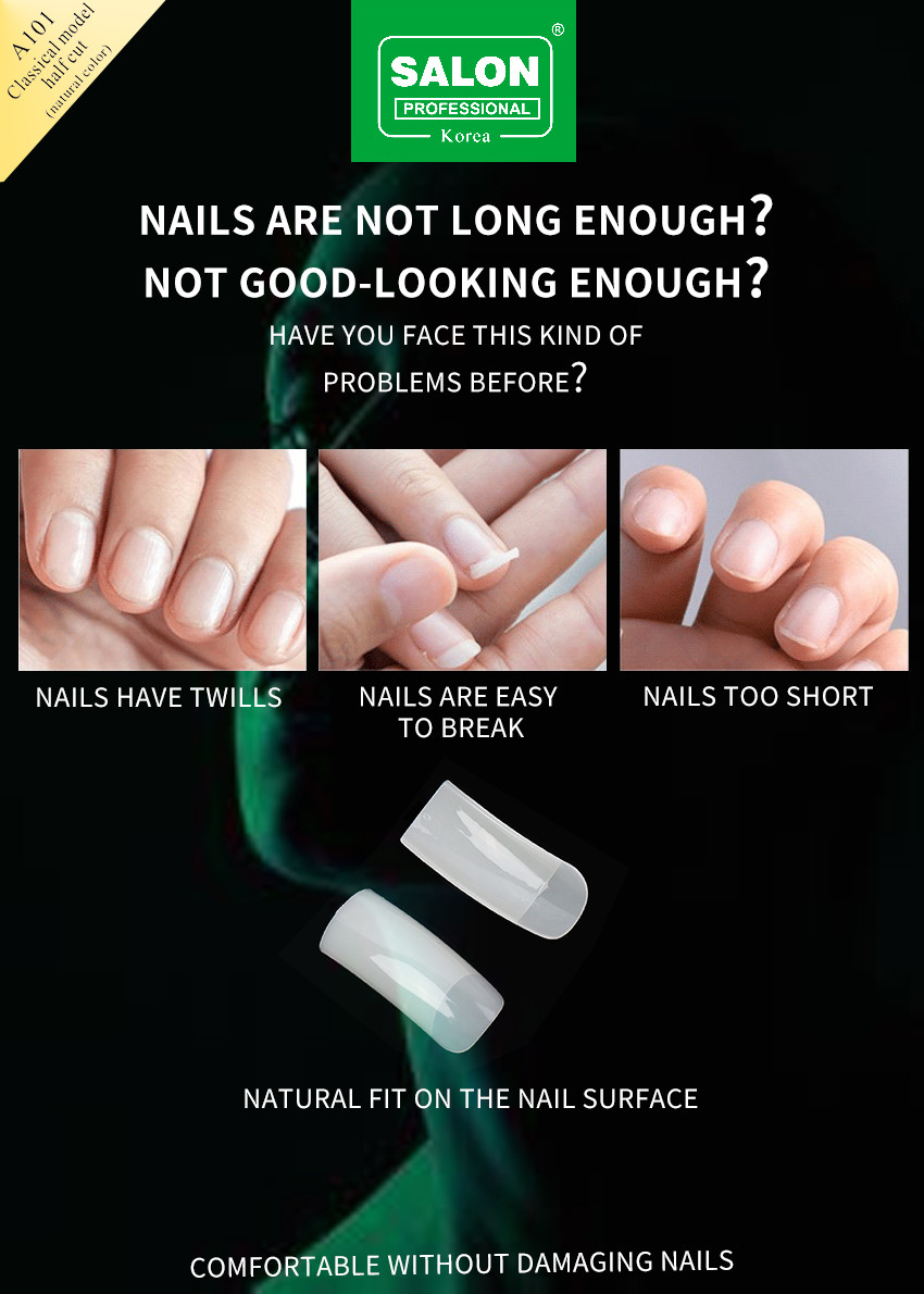 Half Cover Acrylic False Nail 12 Sizes With Bags For Nails Extension