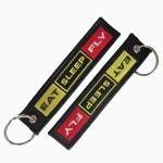 EAT SLEEP FLY Colorful Letters Double Sided Embroidered Keychain Airplane