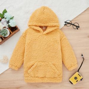 Wholesale Short Hair Solid Color Pullover Hoodies Yellow Warm Sweatshirts For Winter Odm from china suppliers