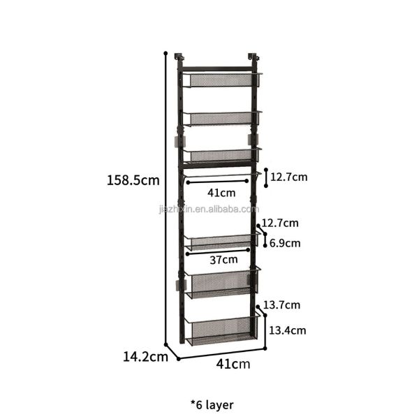 New Black Expandable Bathroom Multilayer Behind the Door Hanging Basket Kitchen Adjustable Wall Mounted Organizing Storage Rack