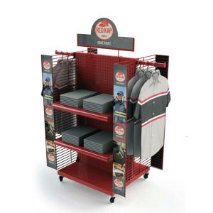 Wholesale Customized Four Sided Cloth Display Stand Floorstanding Pegboard Metal Clothes Rack from china suppliers