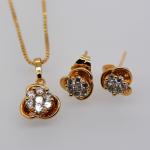 Luxury zircon Crystal Necklace Earrings Ring Jewelry Sets 18K Real Gold Plated