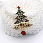 Small Fashion Brooch Pin Christmas Tree Shape With White Crystal Diamond OEM